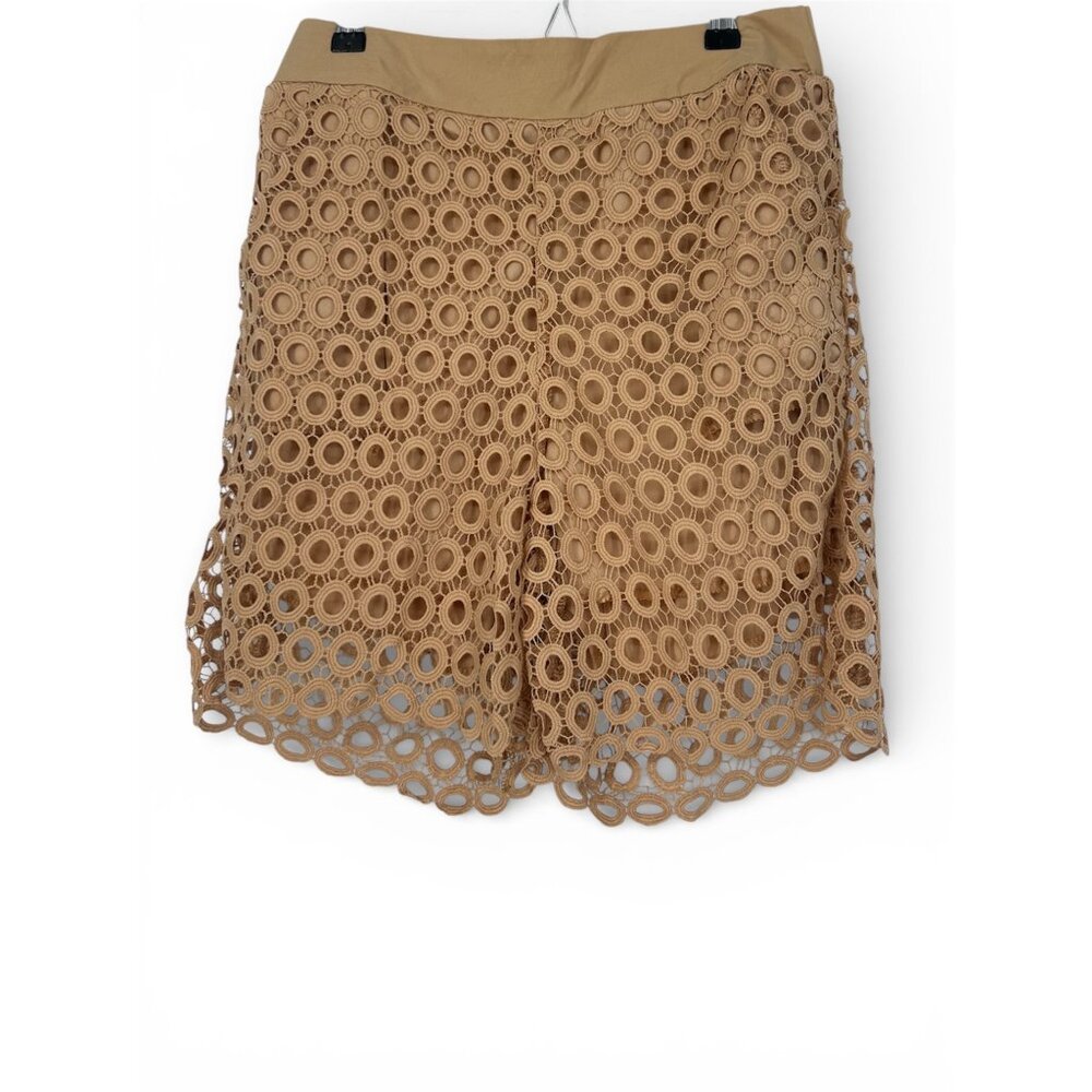 🏝️ NWT Khaki Crochet Lace 2-Piece Set Collared Blouse & Shorts XL 🏝️ - Picture 6 of 9